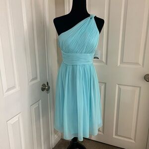 Donna Morgan One-Shoulder Light Blue Dress